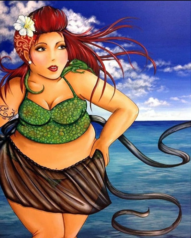 Diamond Painting - Mollige Dame op Vakantie