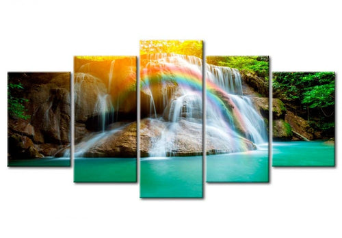 Diamond Painting - Waterval met Regenboog - 5 Luik