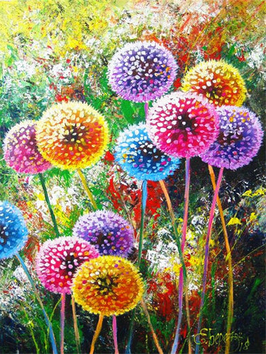 Diamond Painting - Gekleurde Paardenbloemen