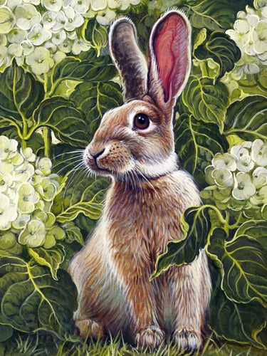 Diamond Painting - Haas tussen de Bloemen