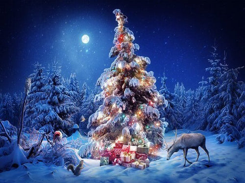 Diamond Painting - Kerstboom met Rendier