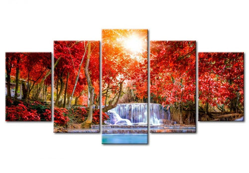 Diamond Painting - Bos met Waterval - 5 Luik