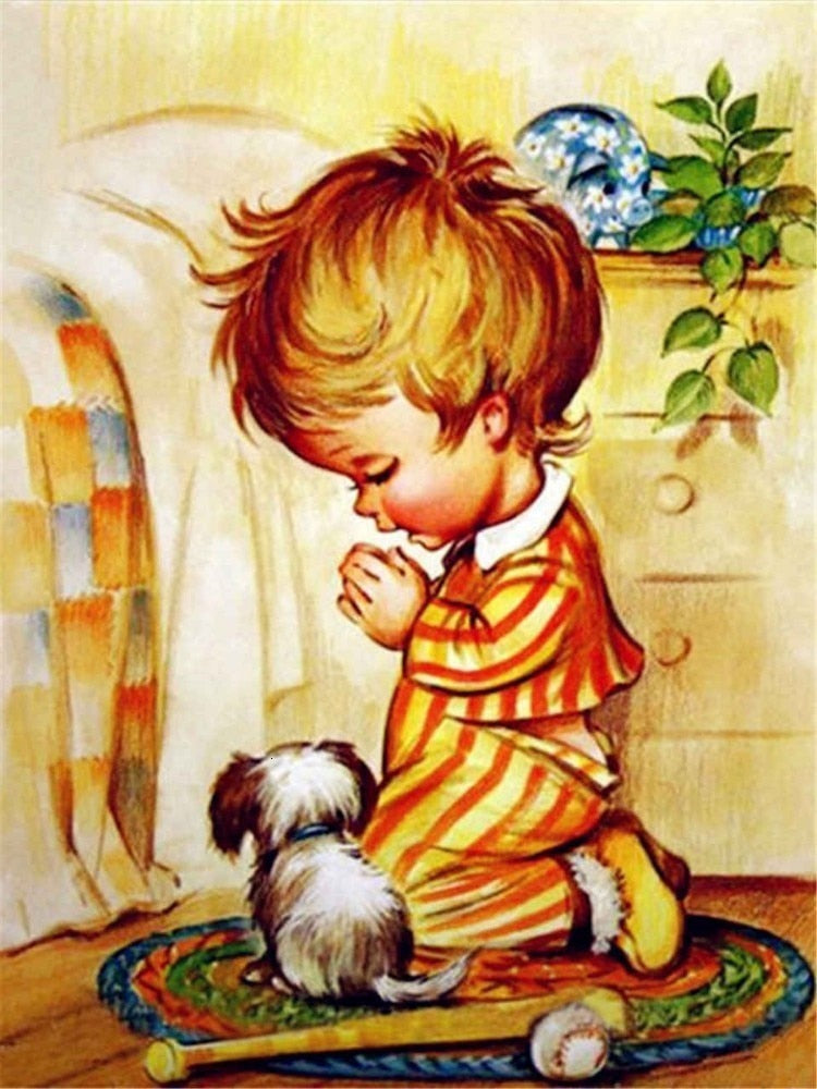 Diamond Painting - Biddend Kindje
