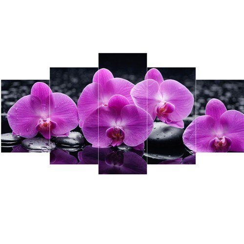 Diamond Painting - Paarse Orchideeën - 5 luik