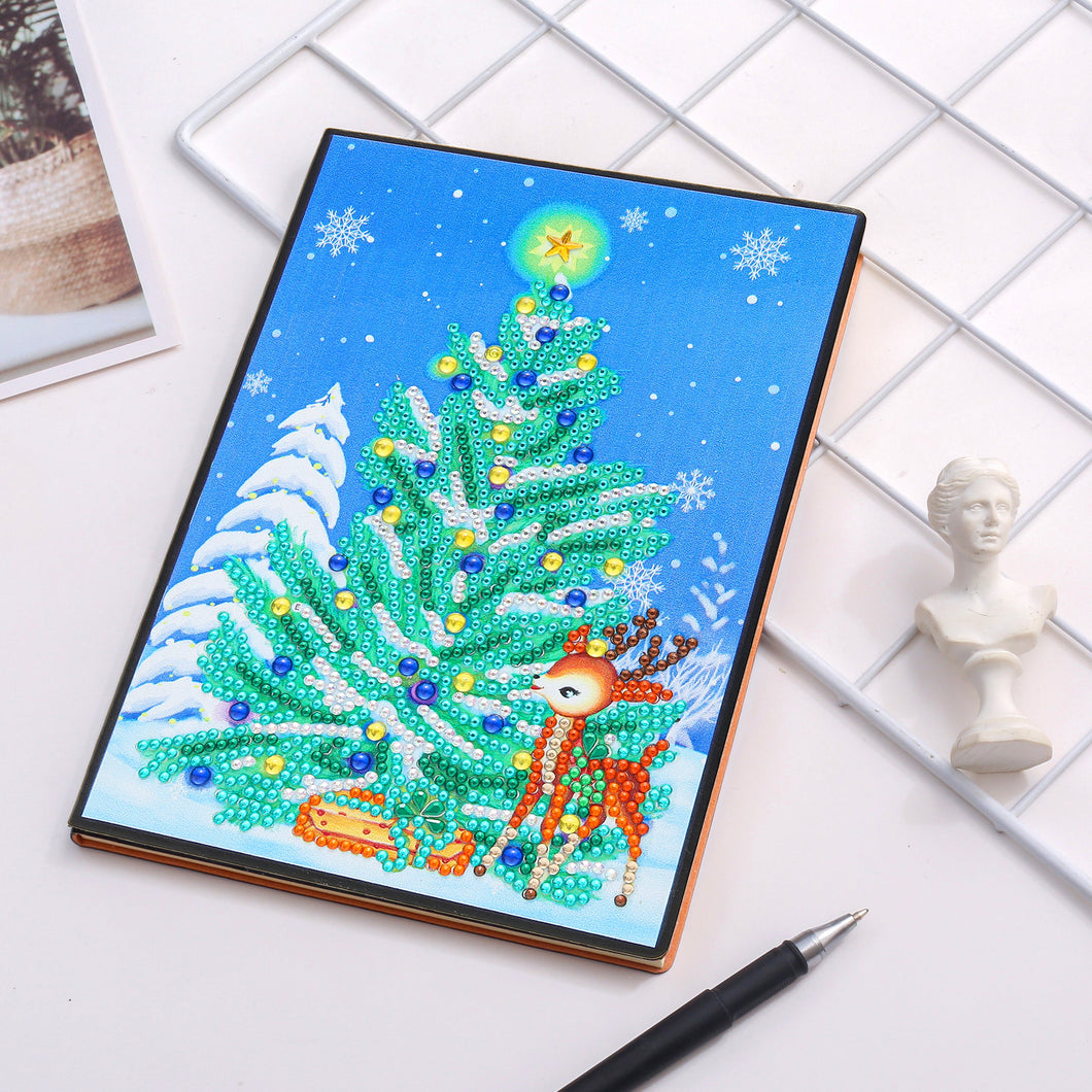 Diamond Painting Notitieboek - Kerstboom met Rendier