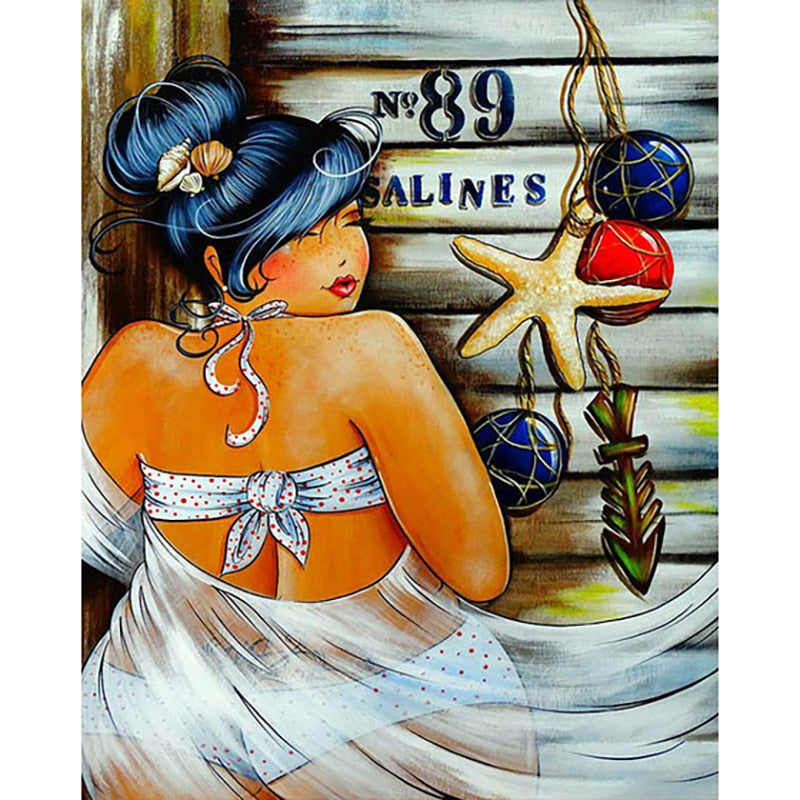 Diamond Painting - Mollige Dame in Bikini
