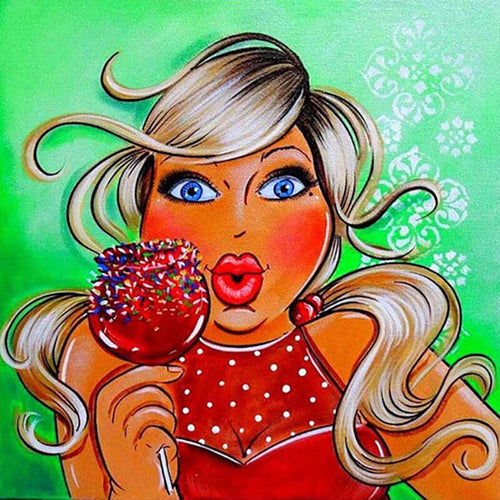 Diamond Painting - Mollige Dame met Snoep