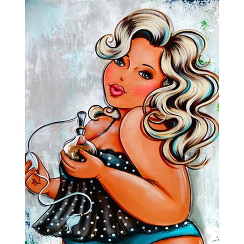 Diamond Painting - Mollige Dame met Parfum