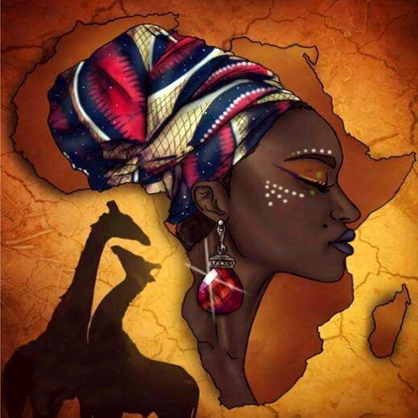 Diamond Painting - Afrika met Afrikaanse Vrouw