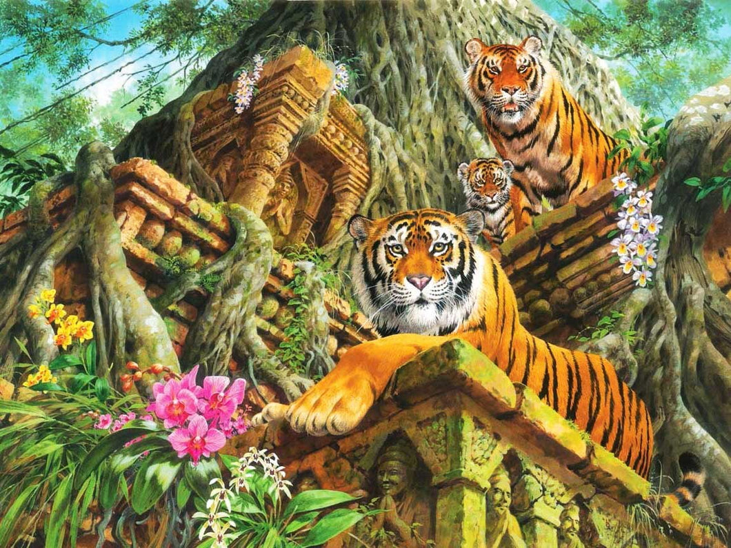Diamond painting - tijgers op de tempel