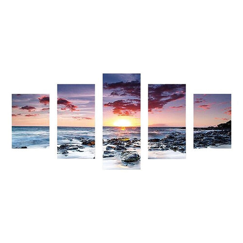 Diamond Painting - Zonsondergang bij de Zee - 5 luik