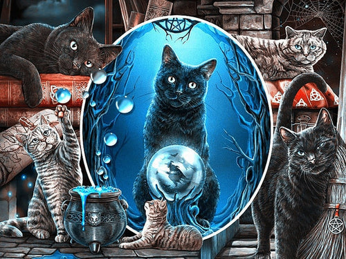 Diamond Painting - Katten met Glazen Bol