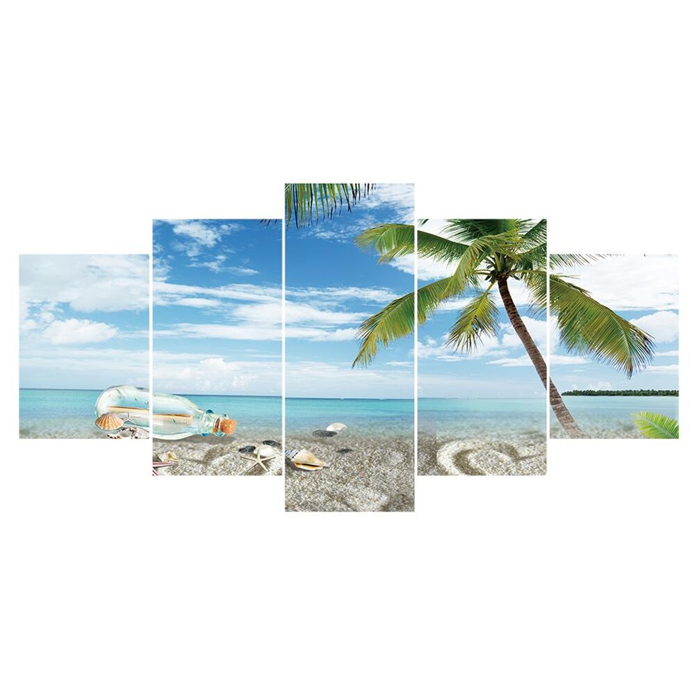 Diamond Painting - Palmboom met Strand - 5 luik