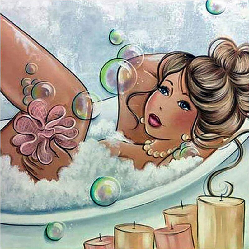 Mollige Dame in Bubbelbad