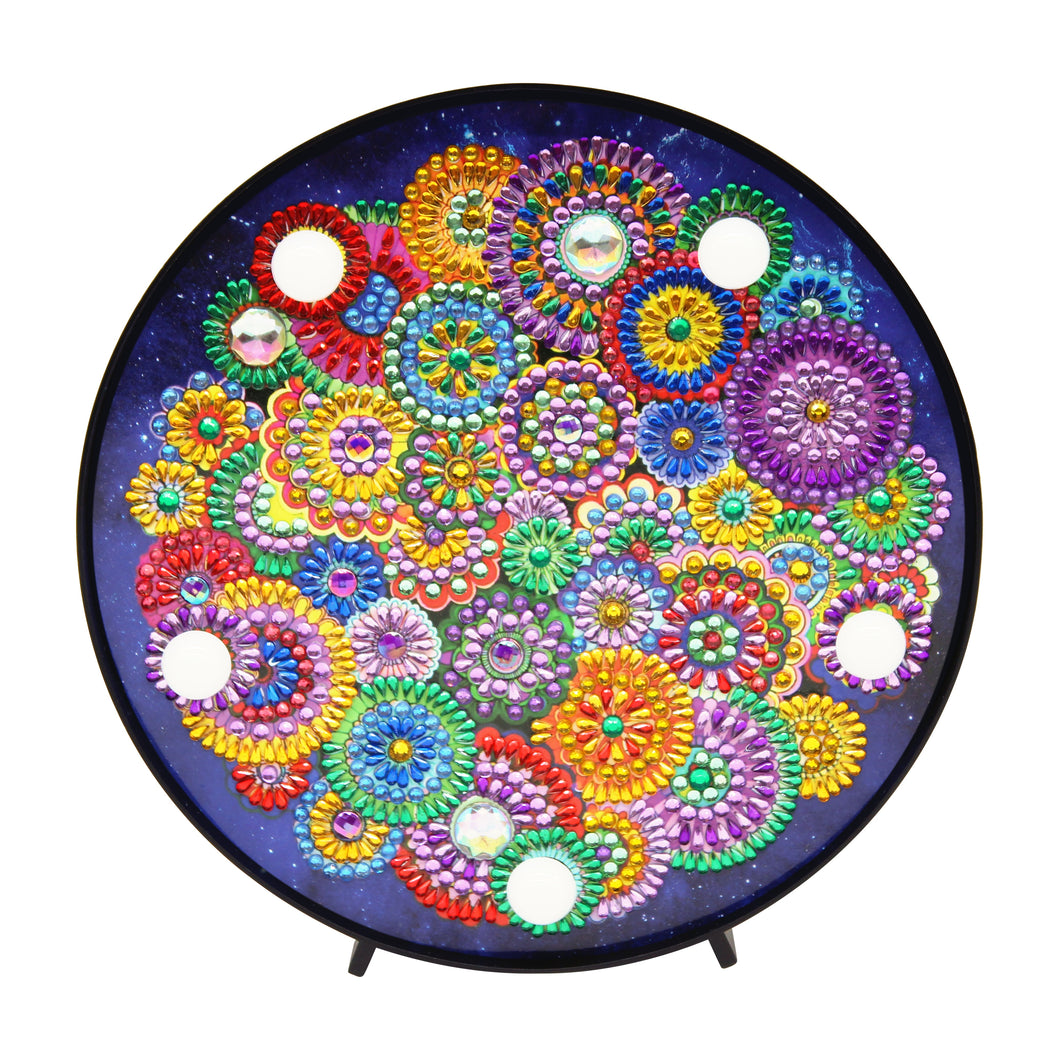 Diamond Painting Round Lamp - Colored Flowers