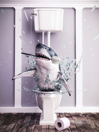 Diamond Painting - Haai uit het Toilet