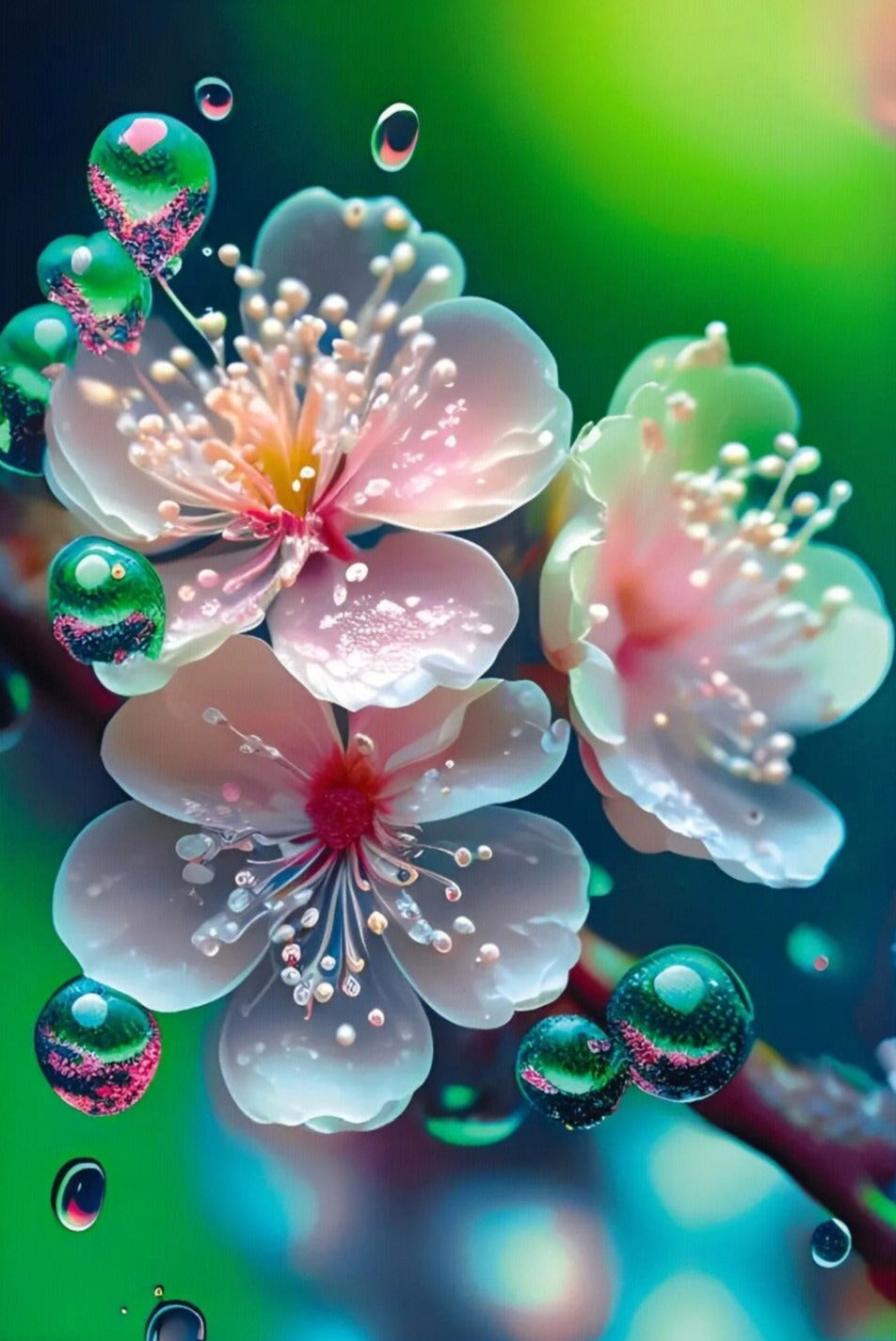 Diamond Painting - Kersenbloesem met Druppels