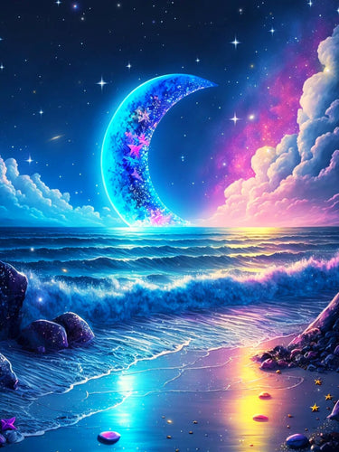 Diamond Painting - Halve Maan aan de Zee