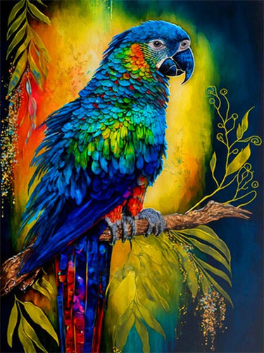 Diamond Painting - Blauwe Papegaai op een Tak