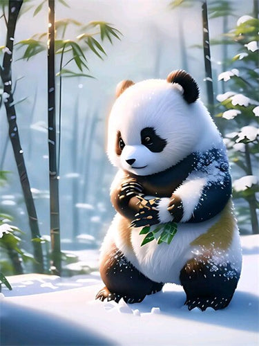 Diamond Painting - Panda in de Sneeuw