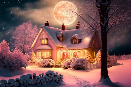 Diamond Painting - Huis in de Sneeuw
