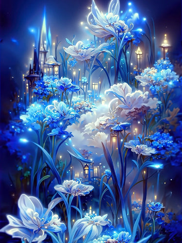 Diamond Painting - Blauwe Bloemen