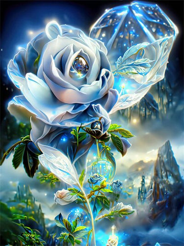 Diamond Painting - Licht Blauwe Roos