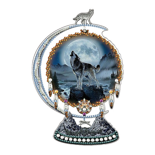 Diamond Painting - Wolf met Maan Ornament