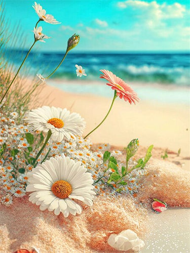 Diamond Painting - Bloemen op het Strand
