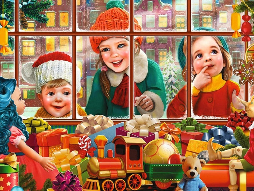 Diamond Painting - Kinderen bij Speelgoedwinkel