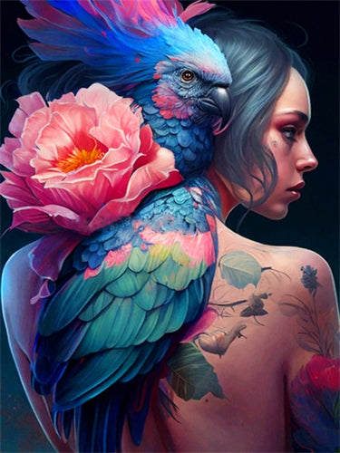 Diamond Painting - Vrouw met Vogel