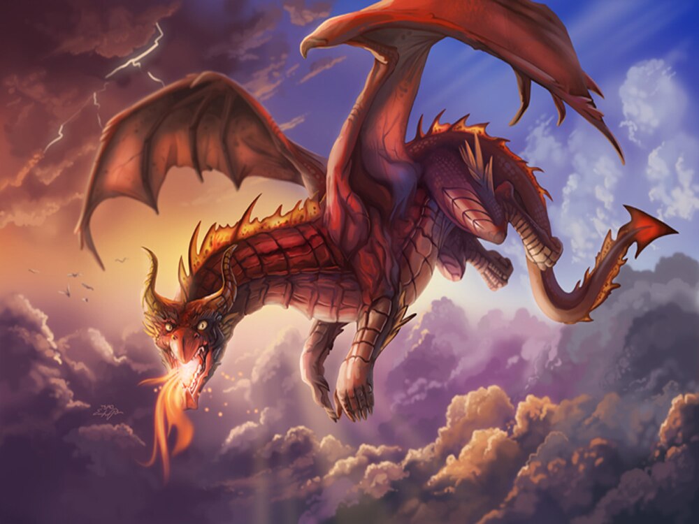 Red Dragon with Fire