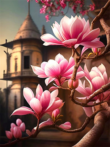 Diamond Painting - Roze Magnolia's
