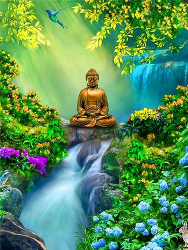 Diamond Painting - Boeddha bij Waterval