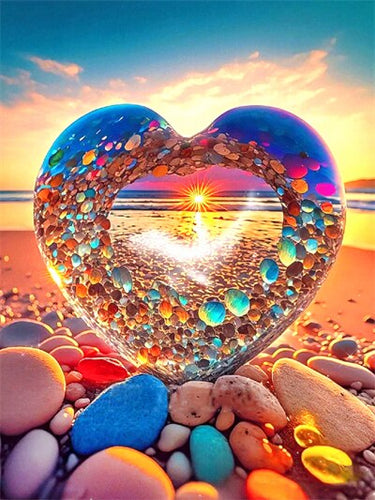 Diamond Painting - Hart met Zonsondergang