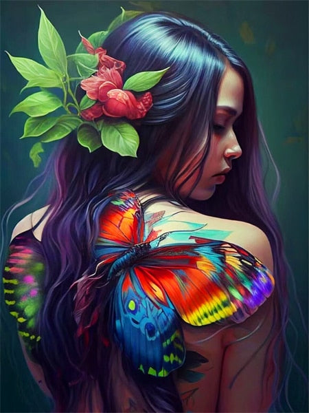 Diamond Painting - Vrouw met Vlinder