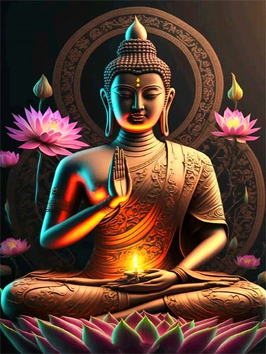Diamond Painting - Boeddha met Lotus Bloemen