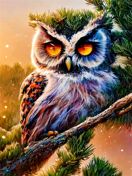 Diamond Painting - Uil op een Tak