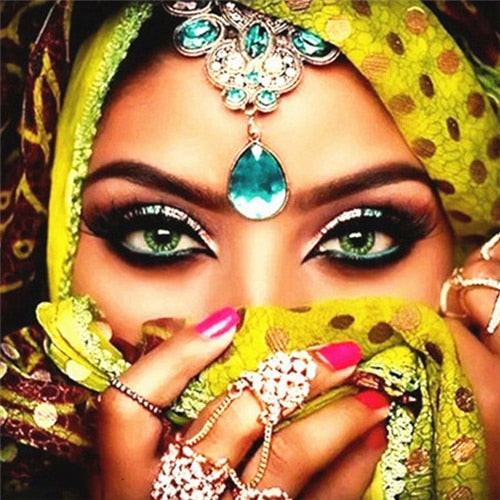 Diamond Painting - Arabische Vrouw (Geel)