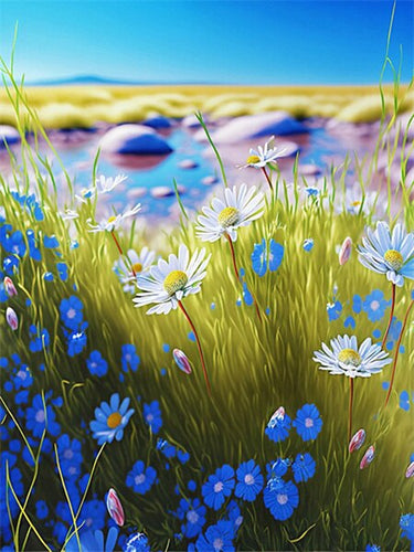 Diamond Painting - Bloemen bij het Water