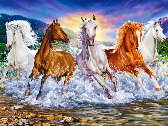 Diamond painting - Paarden in het water