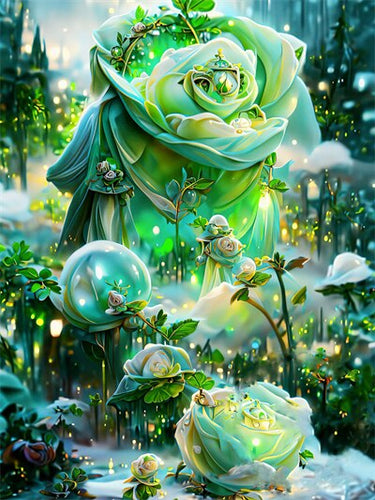 Diamond Painting - Groene Fantasie Roos