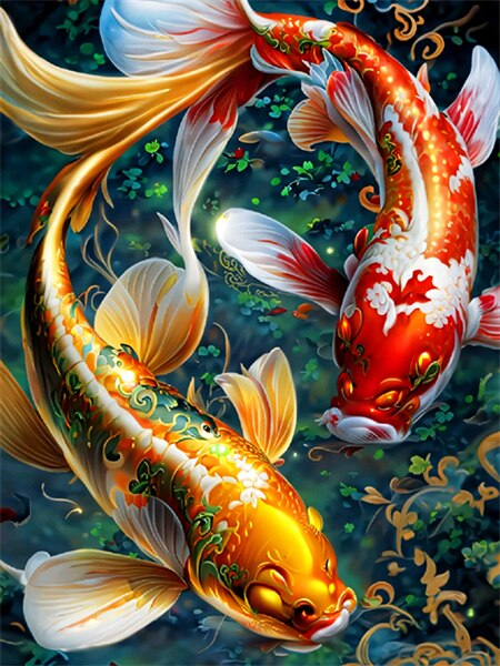 Diamond Painting - Gekleurde Koi Karpers