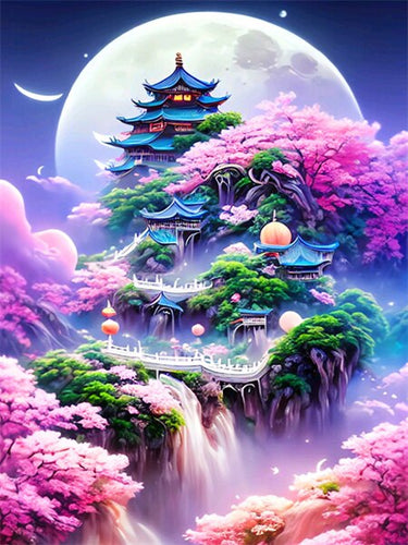 Diamond Painting - Japanse Tempel in de Natuur