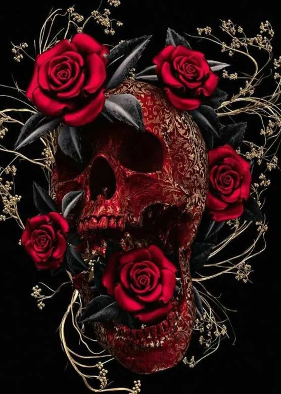 Diamond Painting - Skull met Rozen