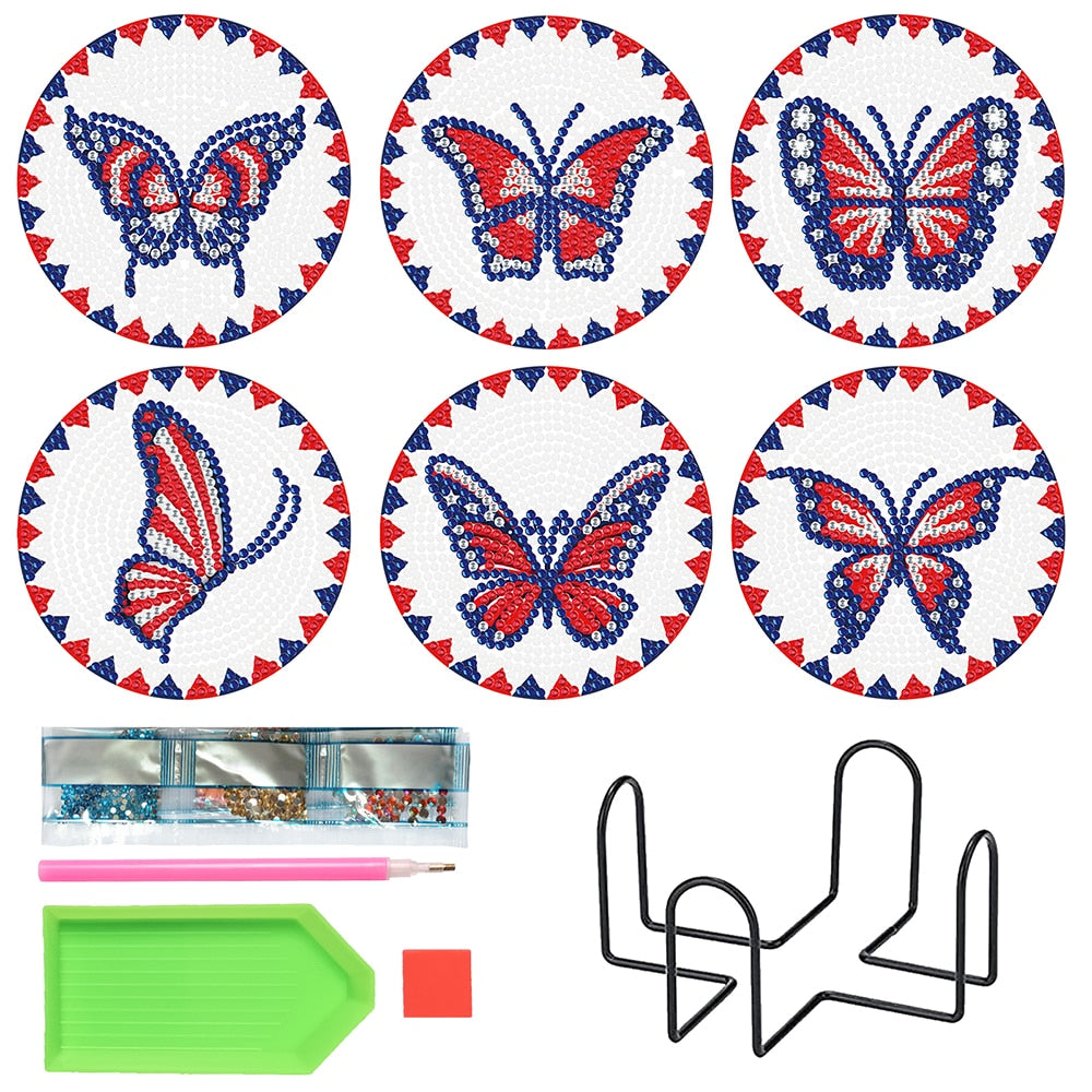 Diamond Painting - Ronde Vlinder Onderzetters