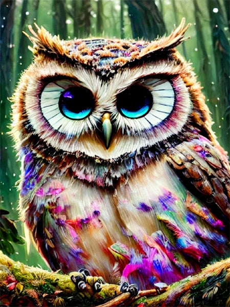 Diamond Painting - Uil met Blauwe Ogen