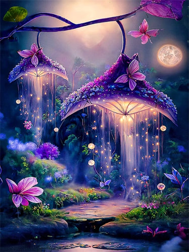 Diamond Painting - Hangende Lichtjes in de Natuur