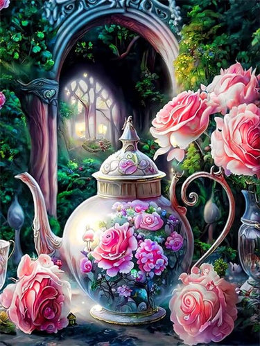 Diamond Painting - Theepot in de Natuur