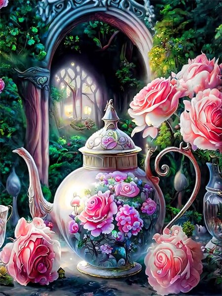 Diamond Painting - Theepot in de Natuur